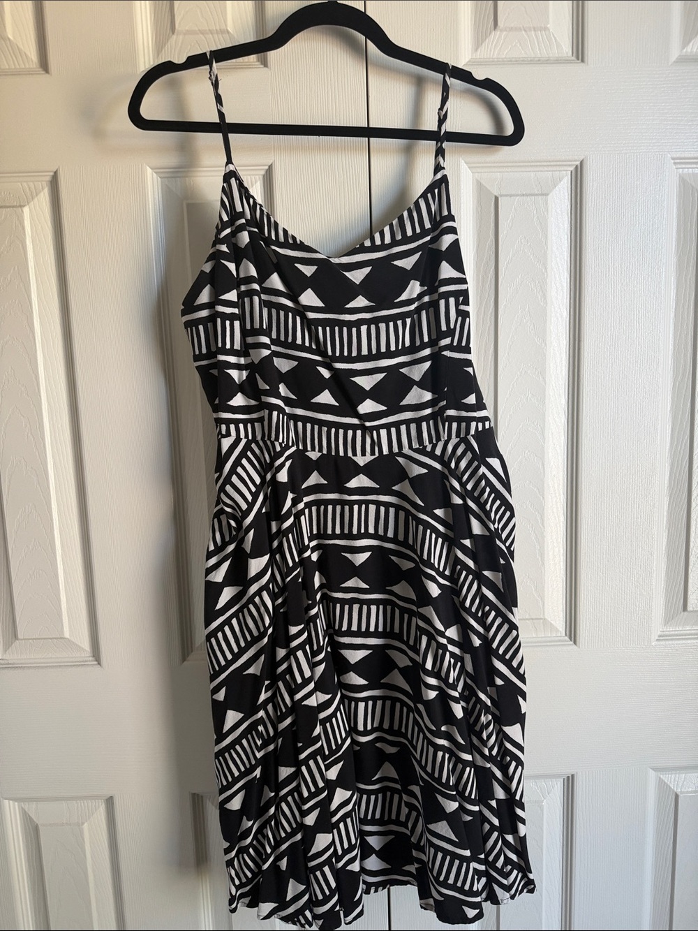 Old Navy Black & White Geometric Fit-and-Flare Dress XXL